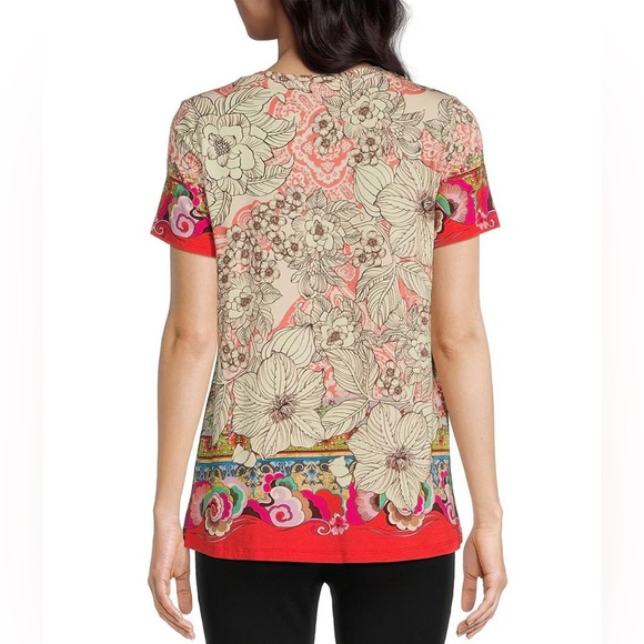 Johnny Was Janie Favorite Sketched Floral Bamboo Knit Jersey Tee Size Small - Picture 2 of 9